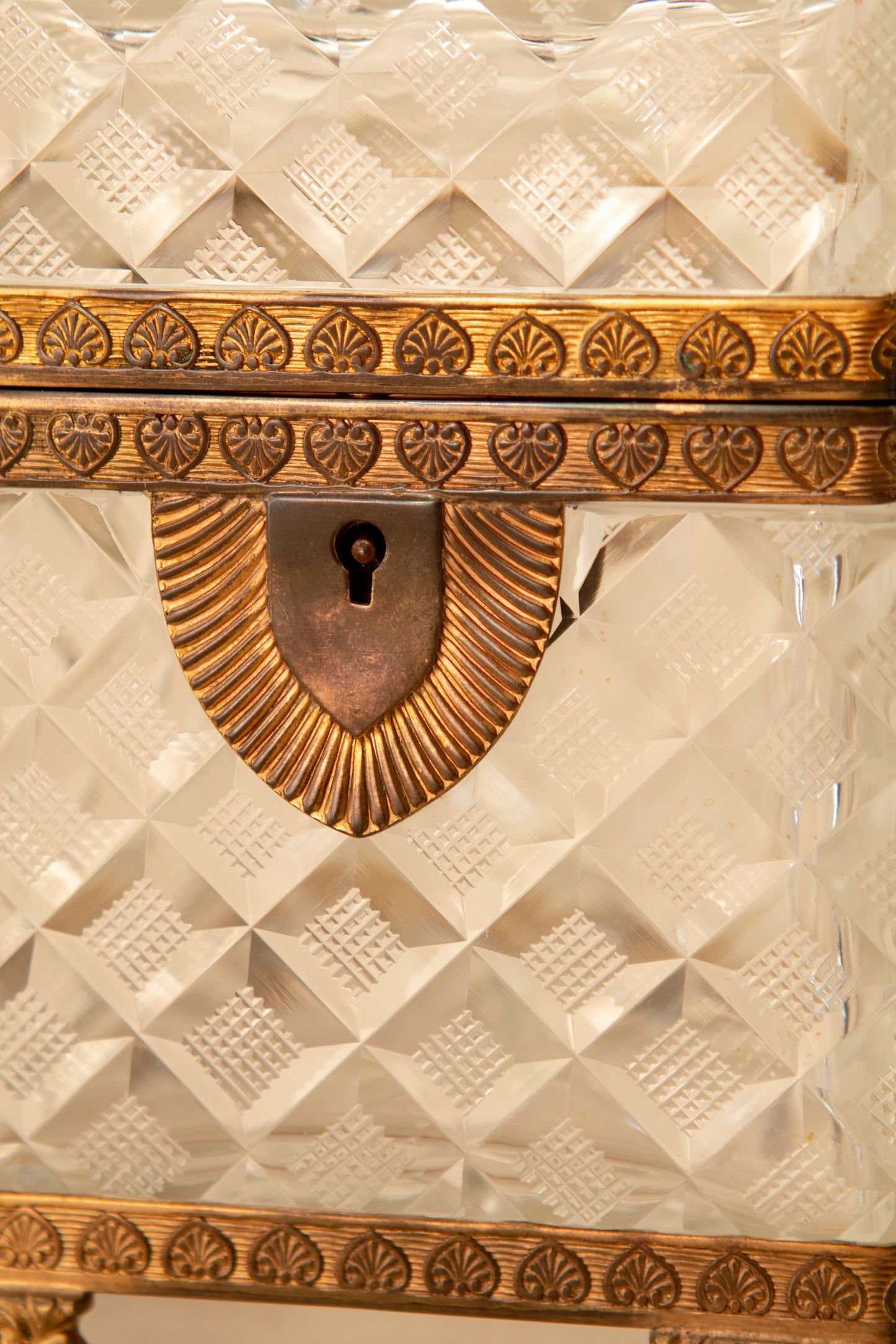 Bronze-Mounted Cut Crystal Jewelry Casket