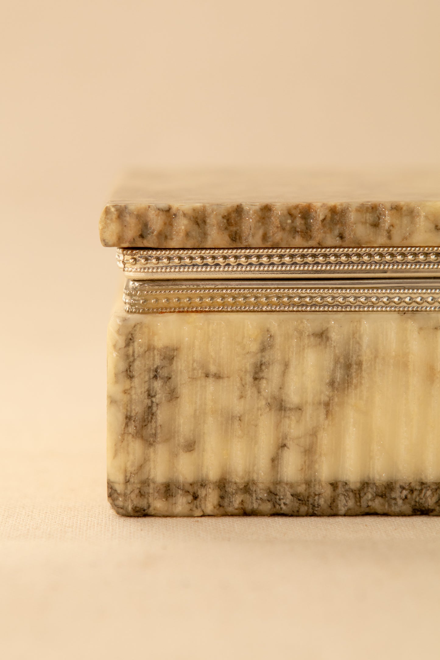 Alabaster Box with Silver Color Banding