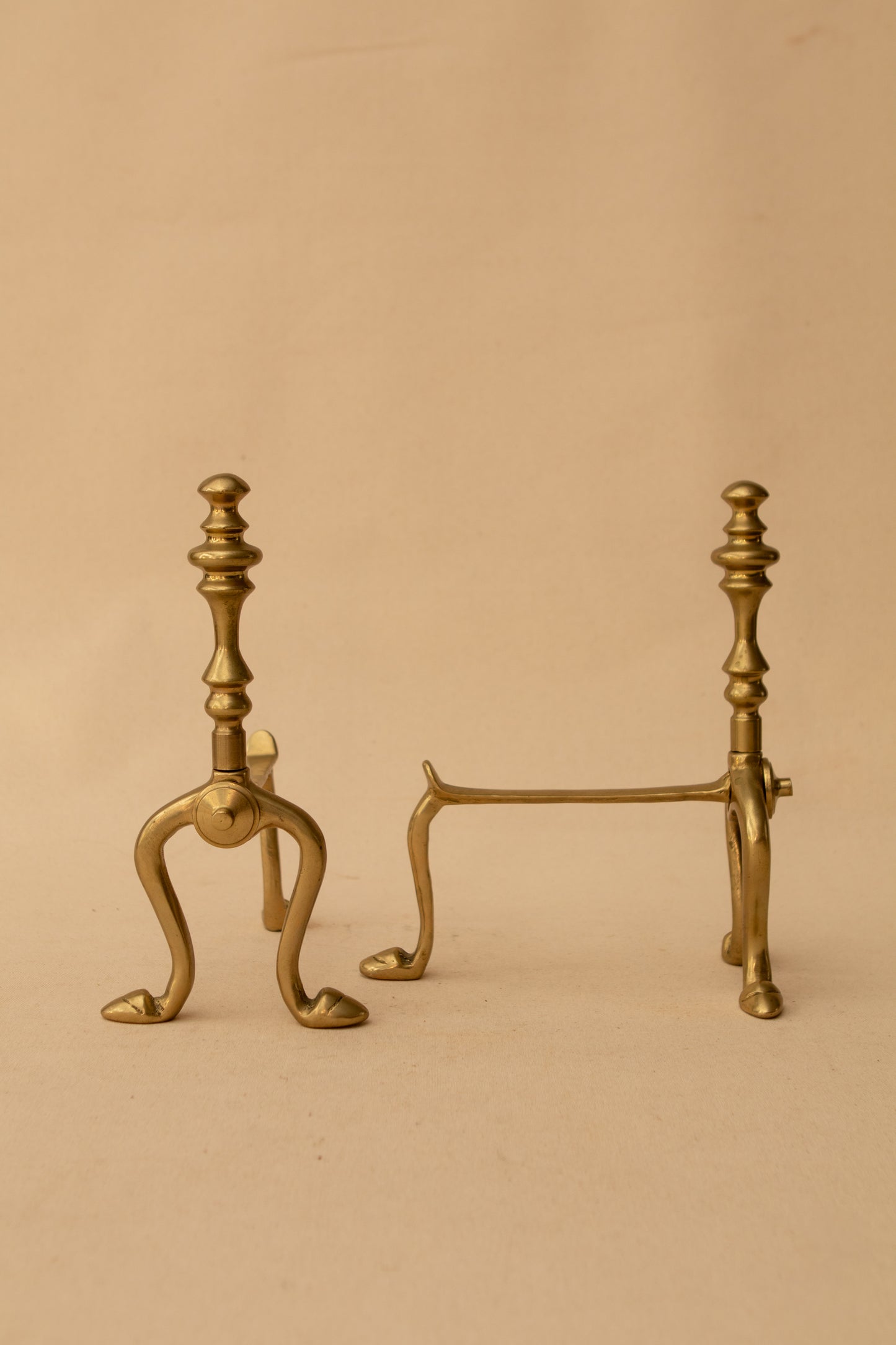 Pair of Small Brass Andirons