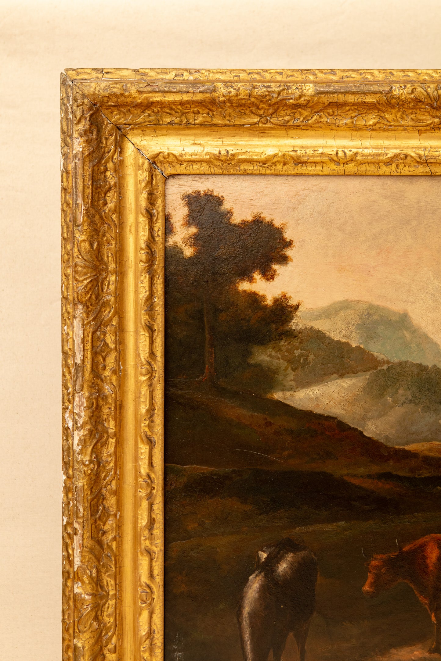 Oil on Board Landscape with Cattle