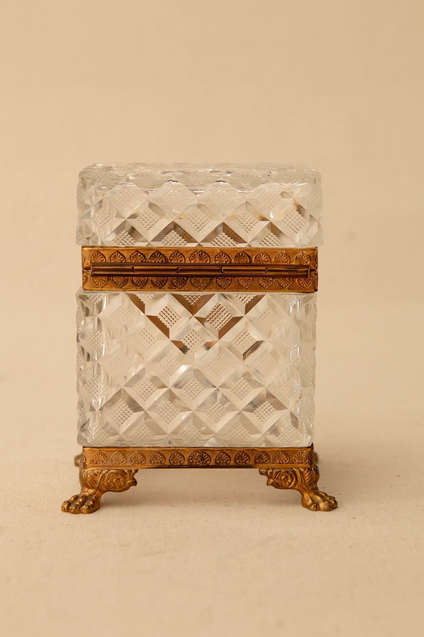 Bronze-Mounted Cut Crystal Jewelry Casket