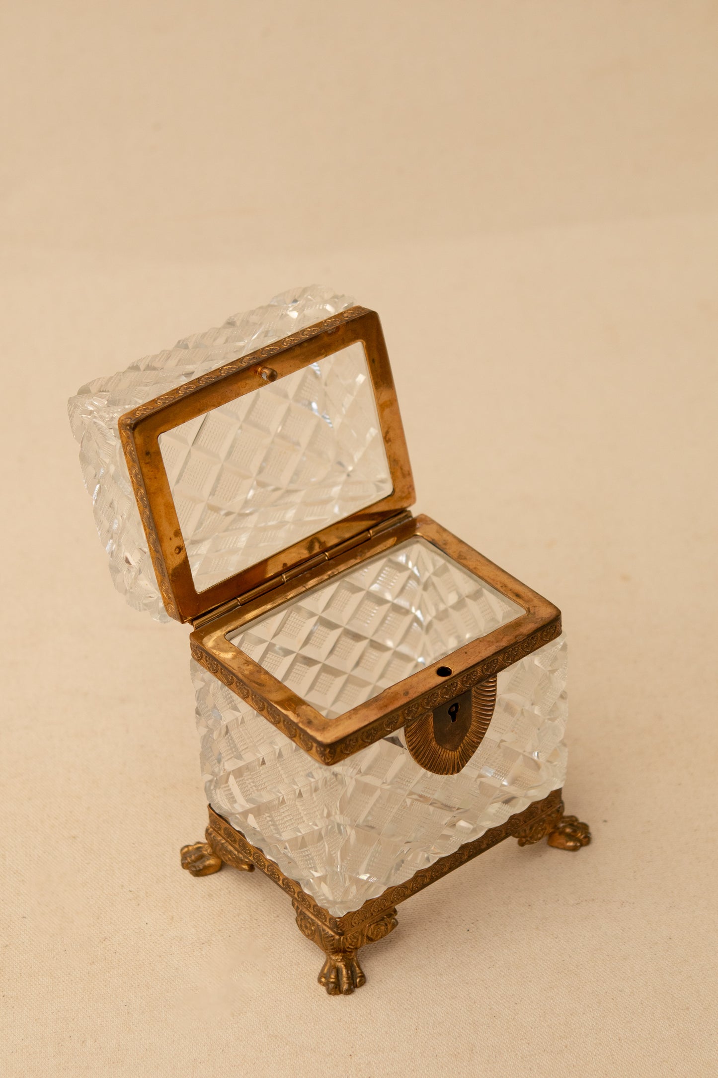 Bronze-Mounted Cut Crystal Jewelry Casket