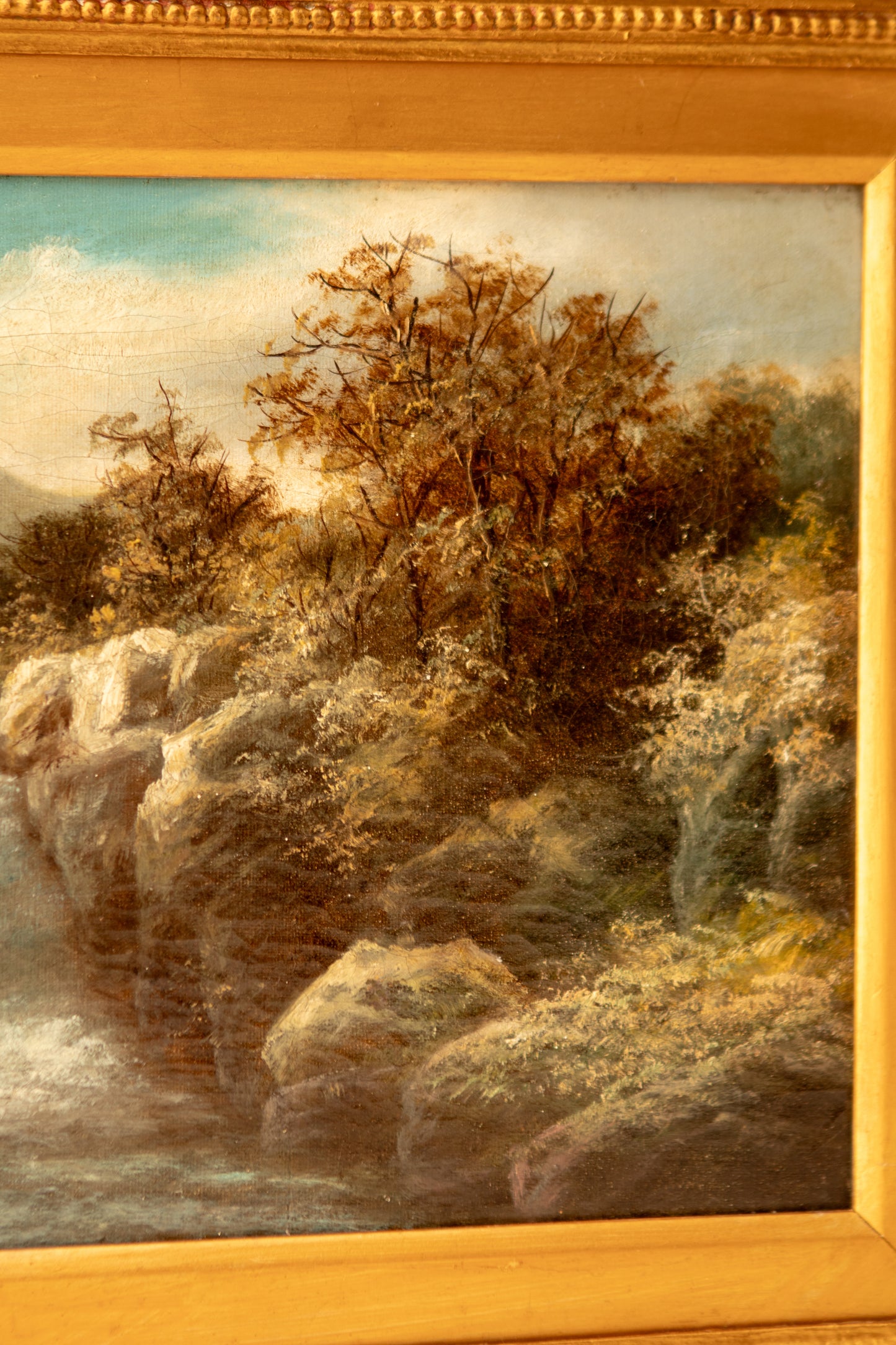 Antique Landscape Oil Painting with Sheep
