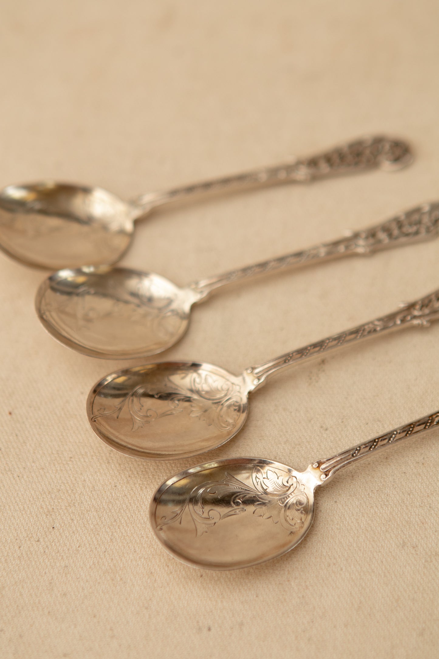Silver Plated Spoons with Intricate Details