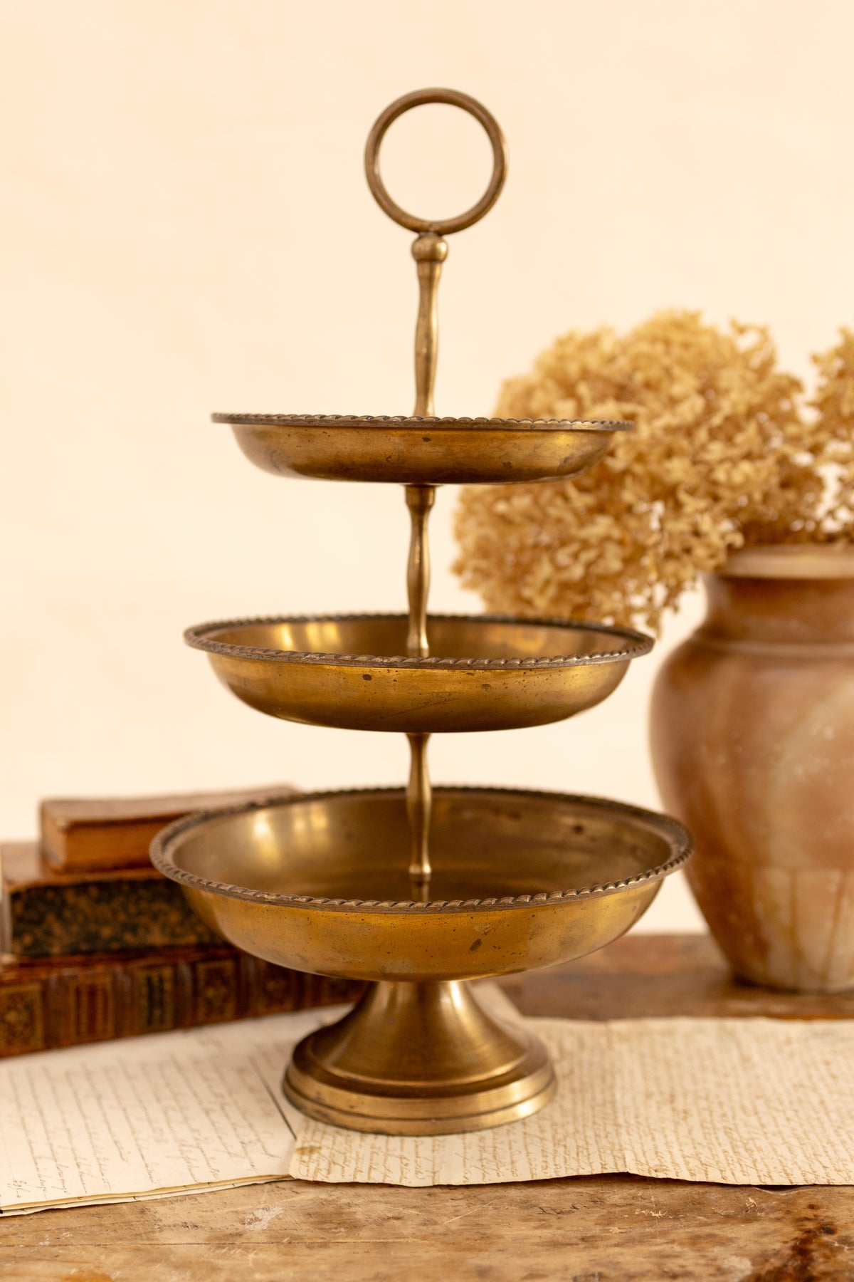 Three Tiered Brass Serving Tray