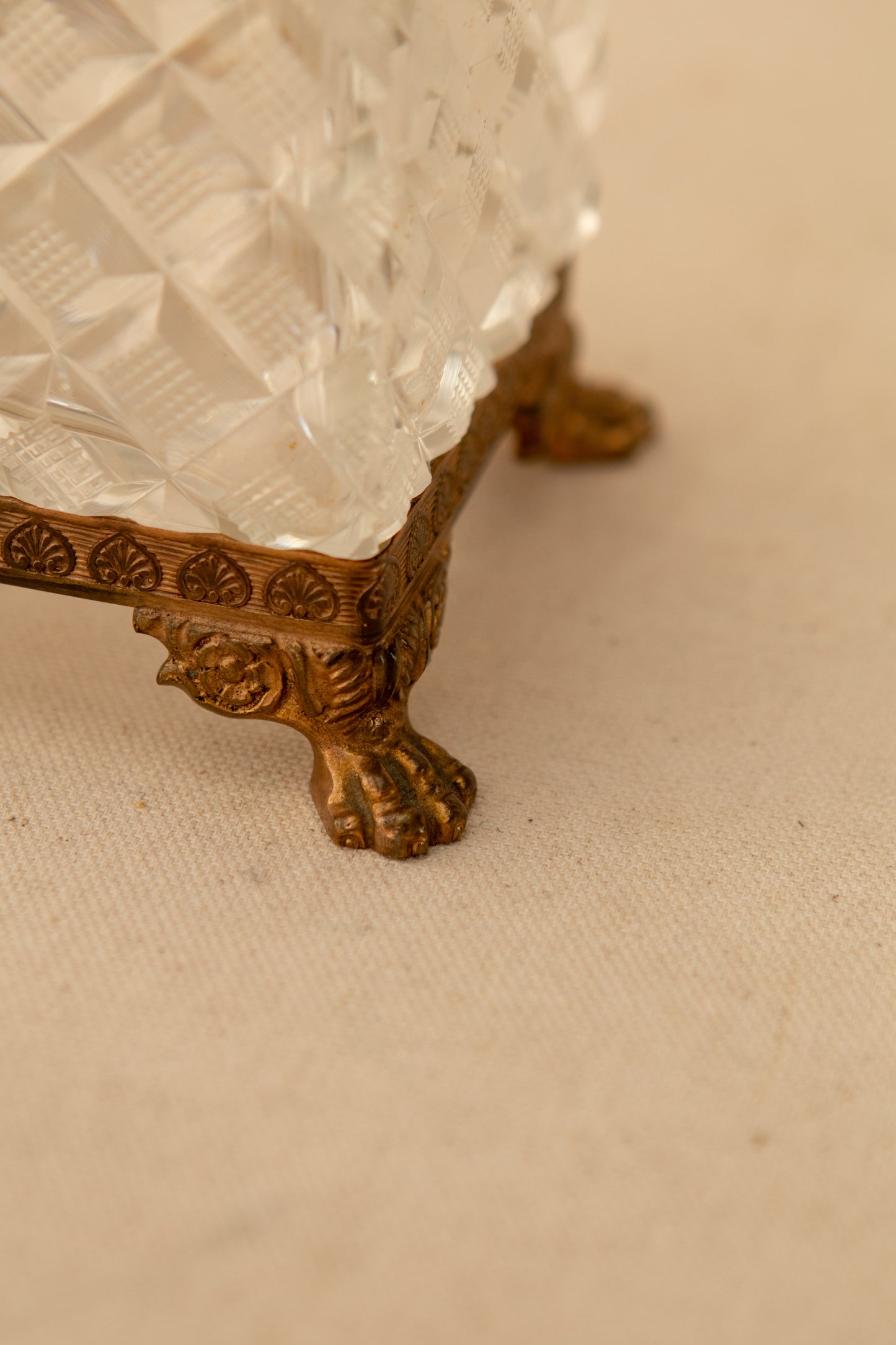 Bronze-Mounted Cut Crystal Jewelry Casket