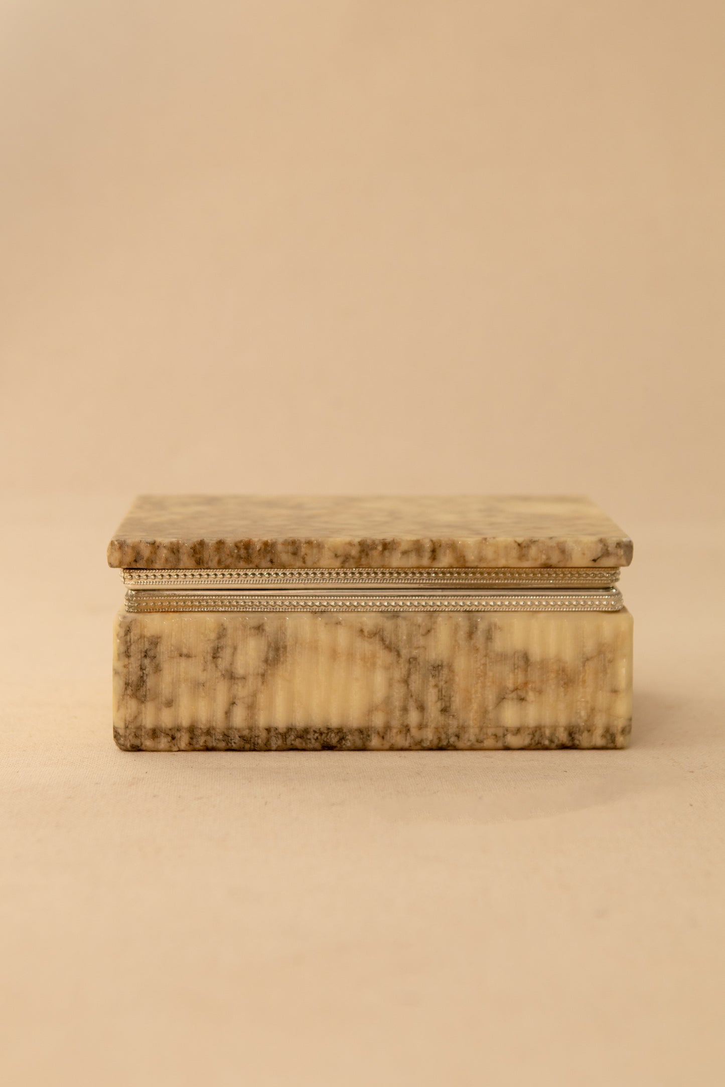 Alabaster Box with Silver Color Banding