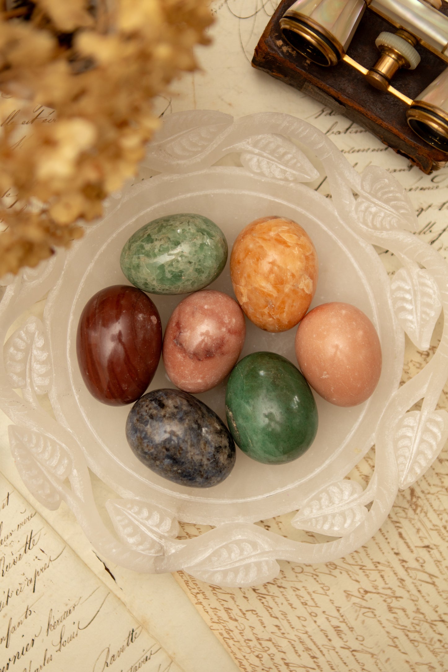Set of 7 Small Alabaster Eggs