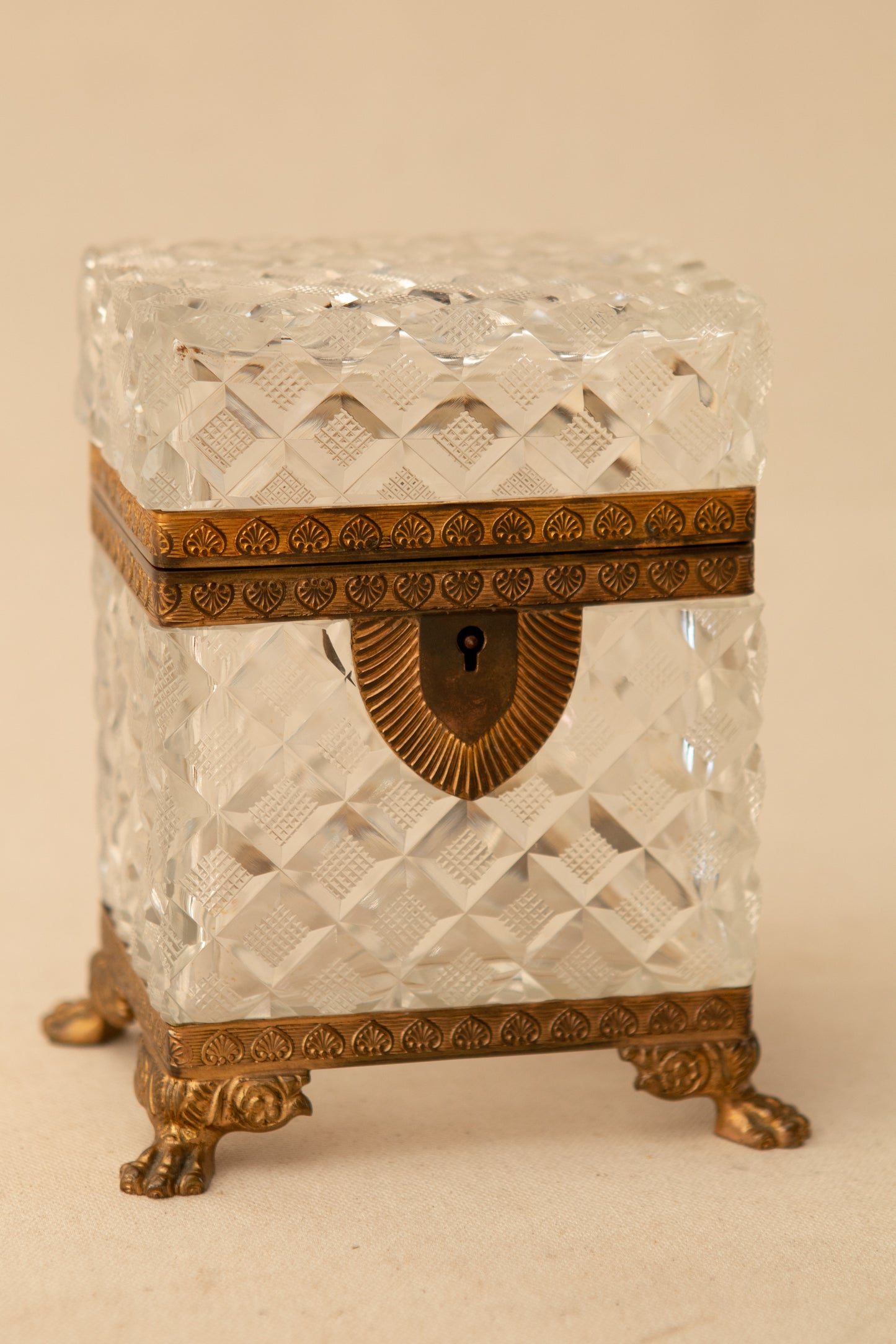 Bronze-Mounted Cut Crystal Jewelry Casket