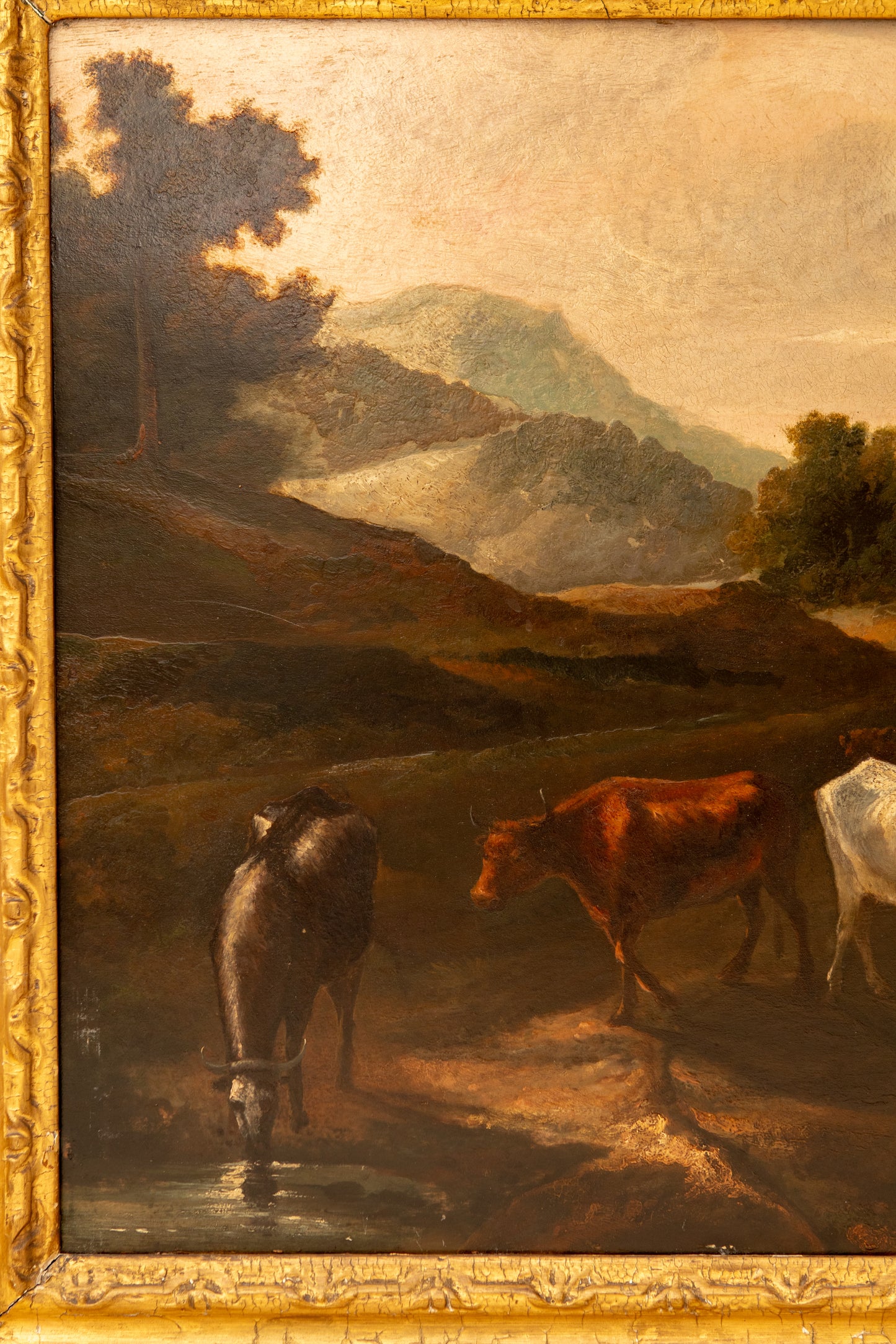 Oil on Board Landscape with Cattle