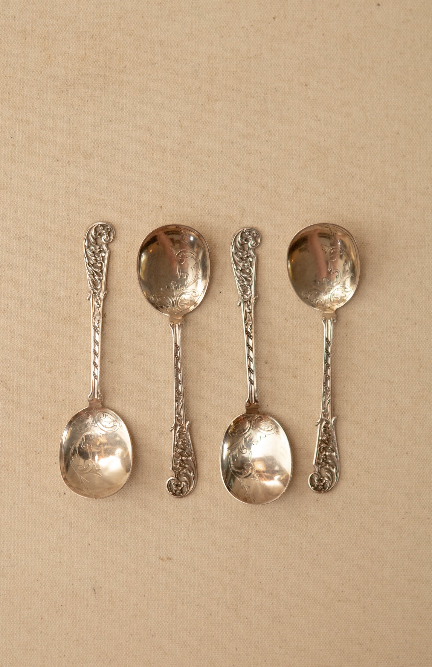 Silver Plated Spoons with Intricate Details
