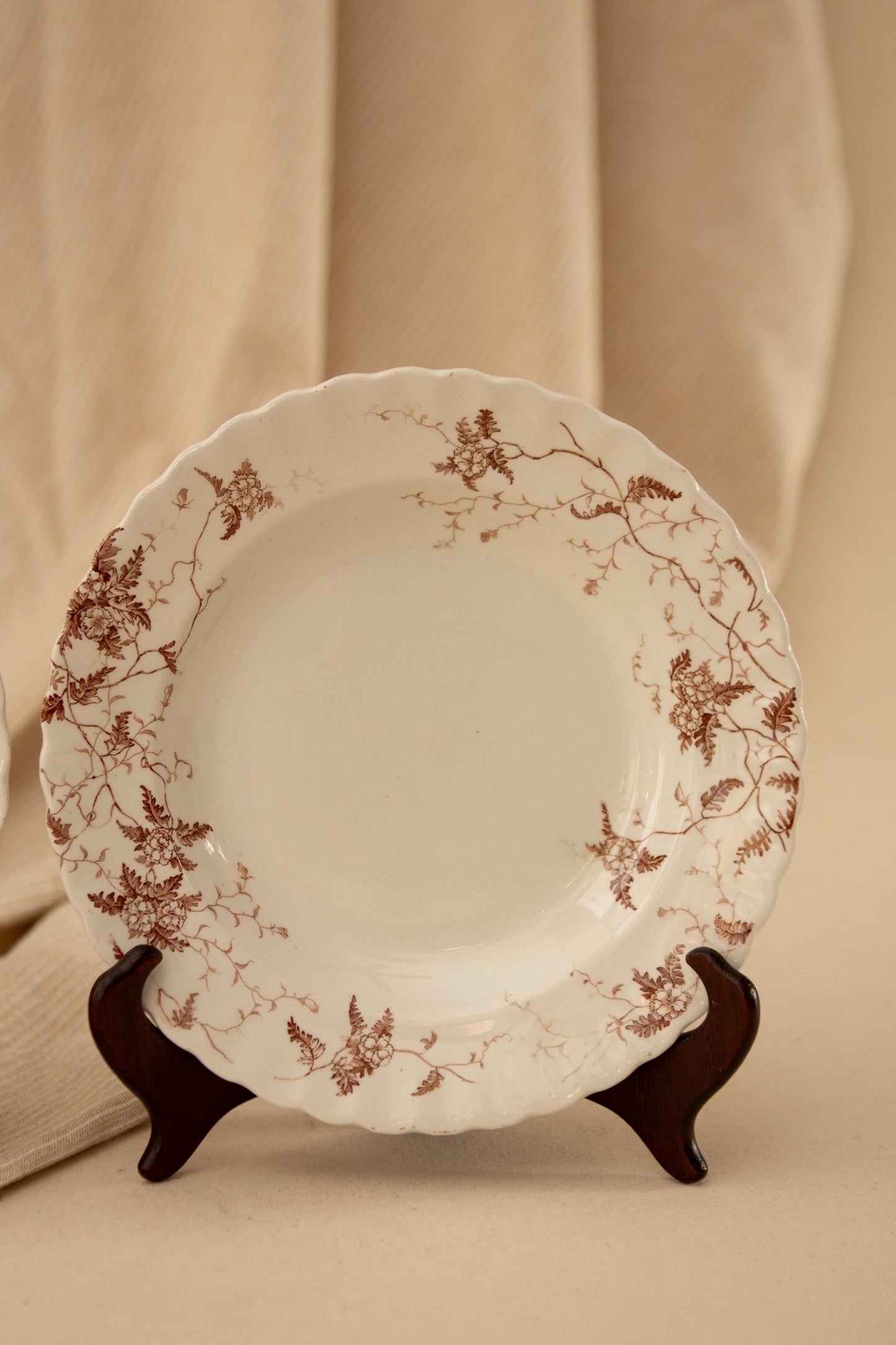 Set of Two Fern Brown Transferware Bowls