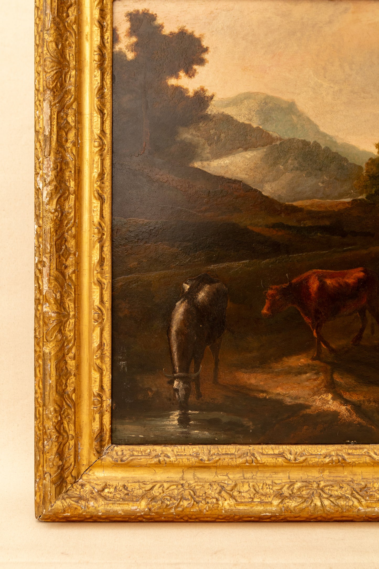 Oil on Board Landscape with Cattle