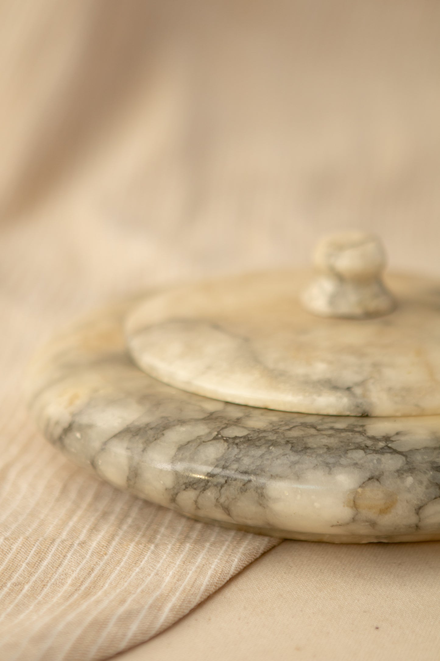 Alabaster Lidded Dish with Light Lid