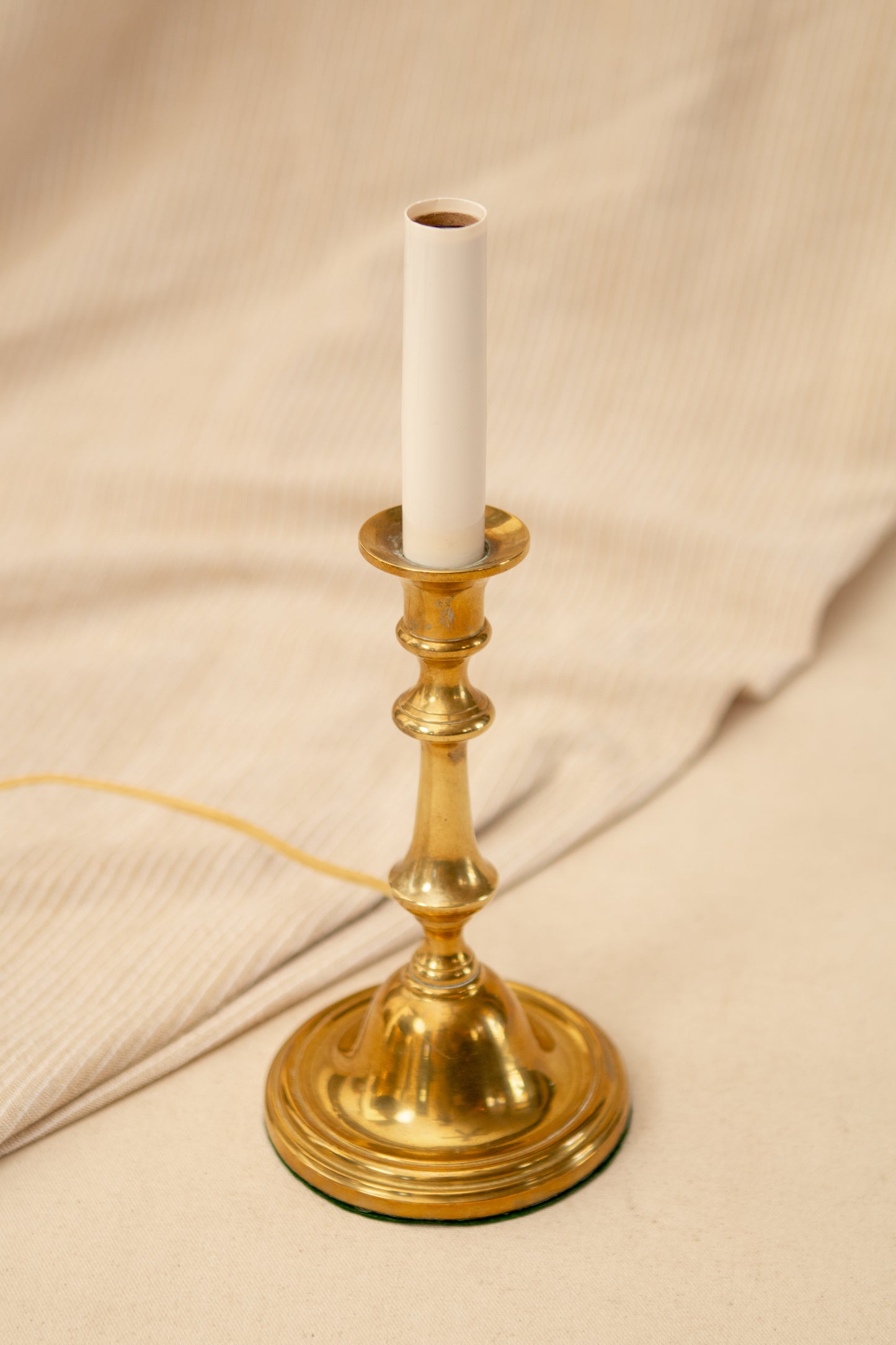Heavy Brass Candlestick Lamp