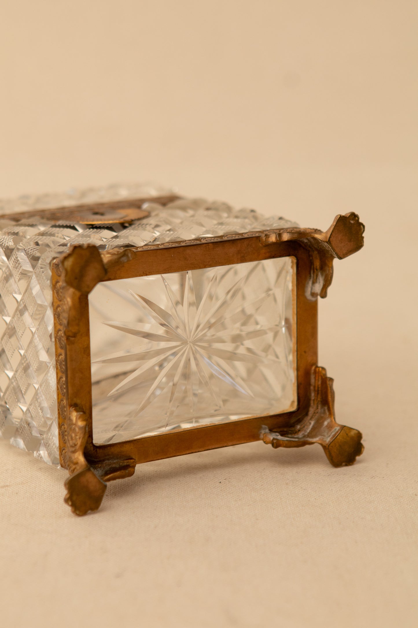 Bronze-Mounted Cut Crystal Jewelry Casket