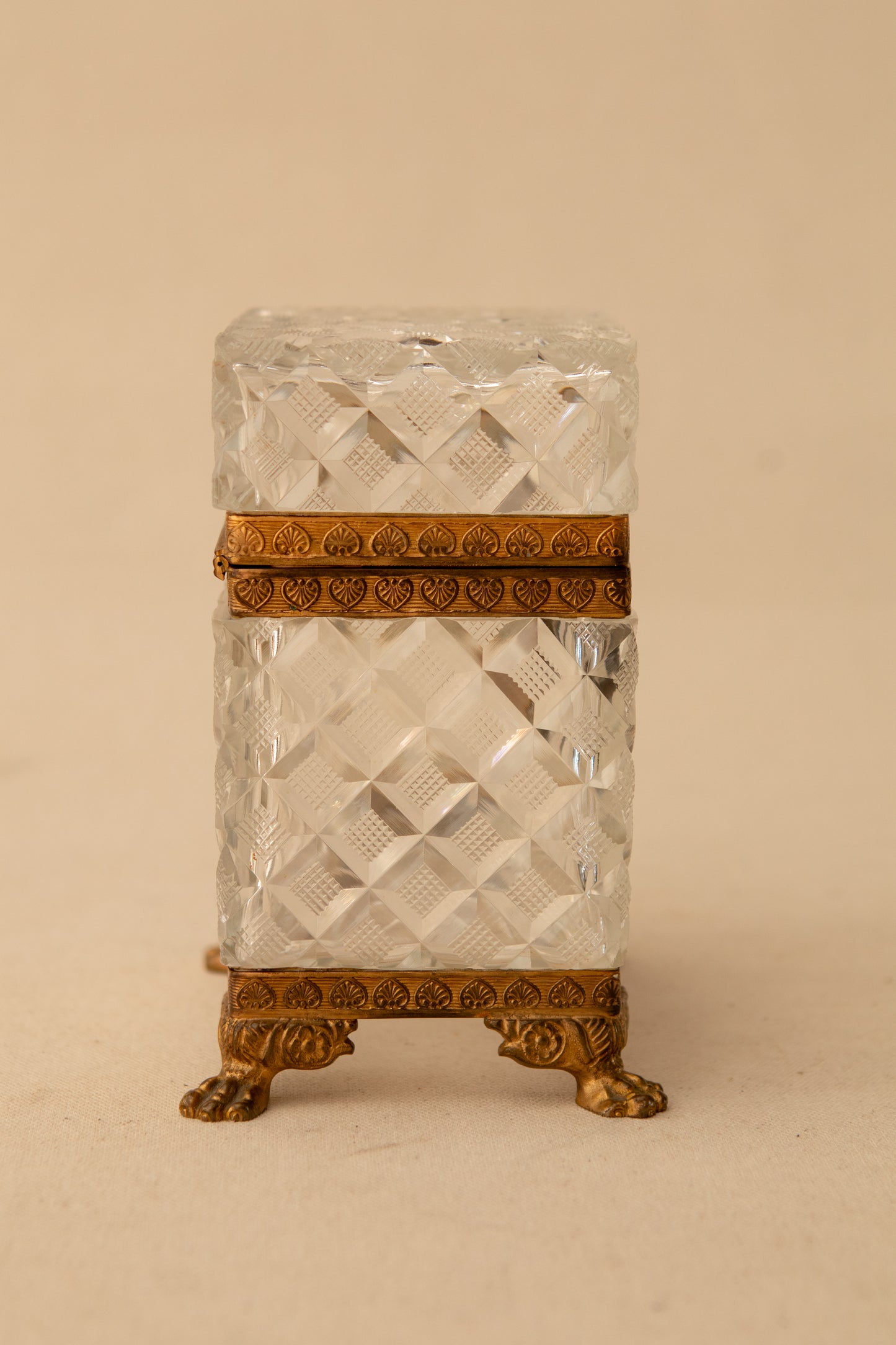 Bronze-Mounted Cut Crystal Jewelry Casket