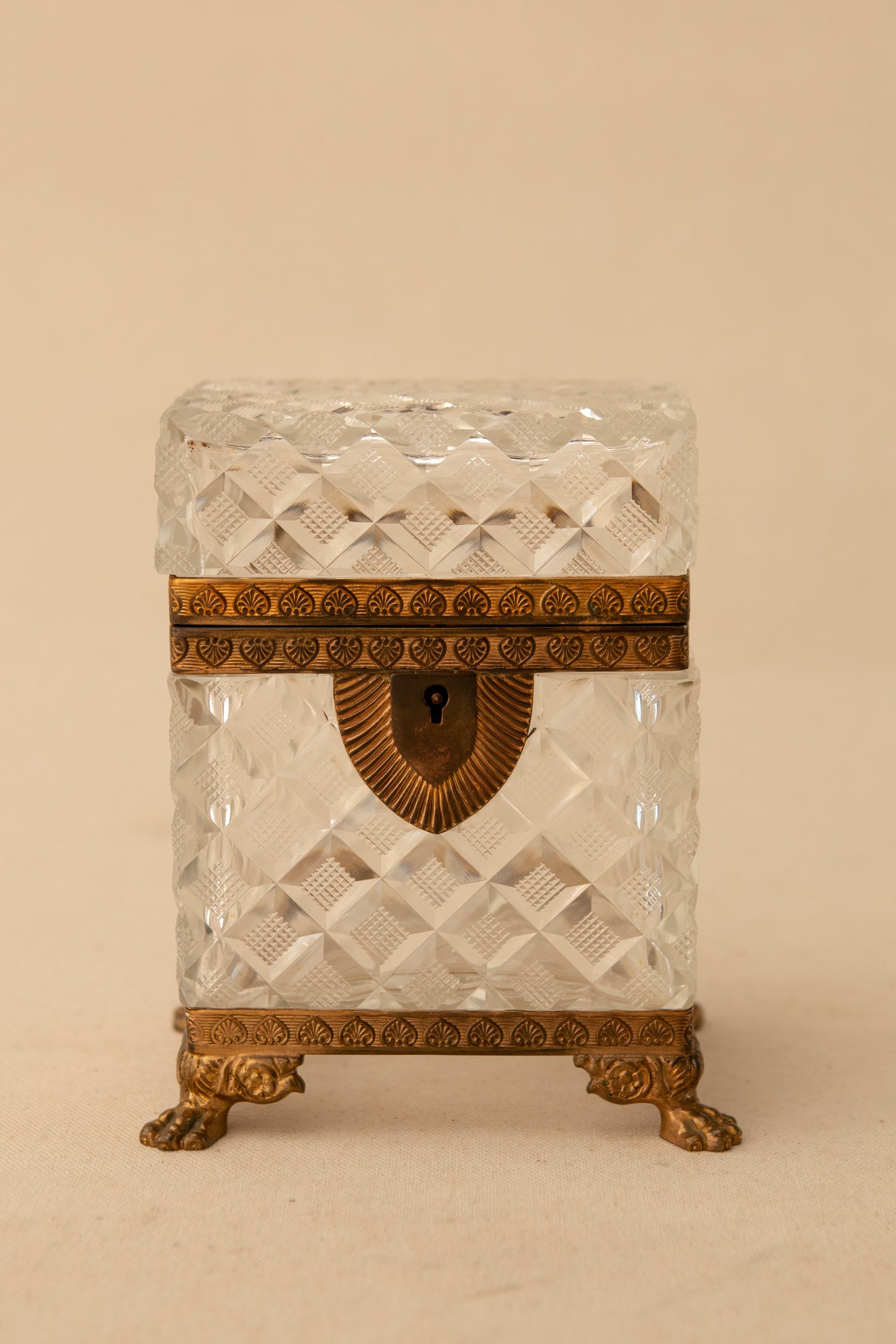 Bronze-Mounted Cut Crystal Jewelry Casket