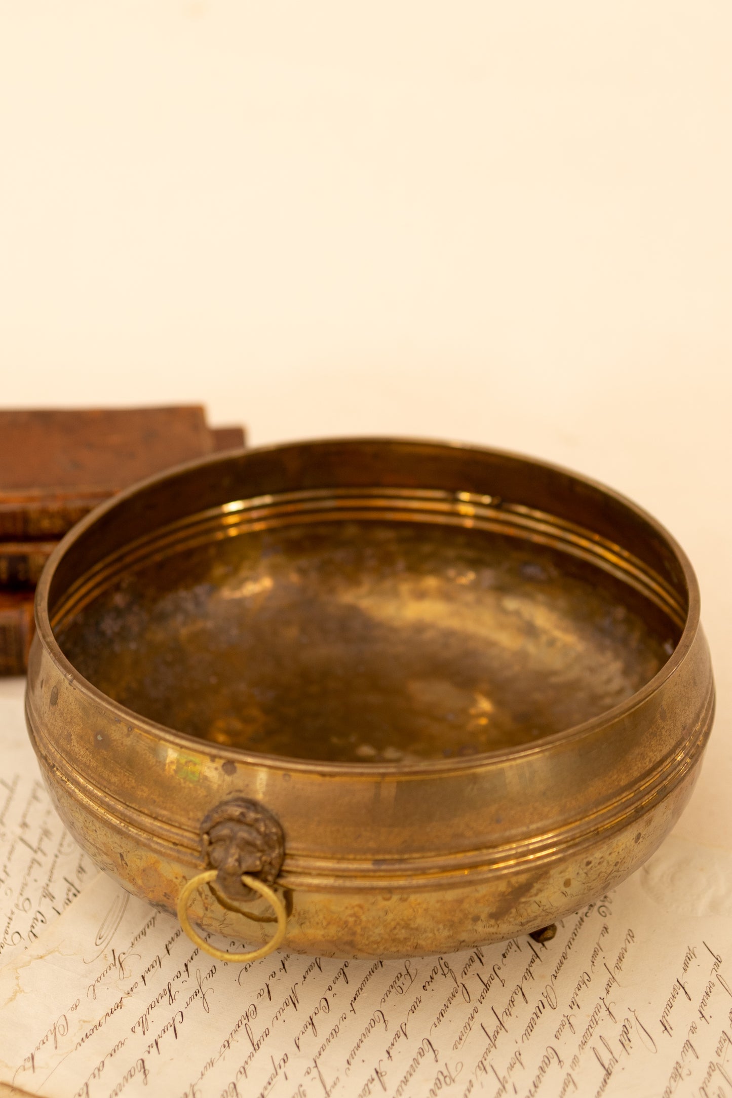 Brass Lion Head Planter
