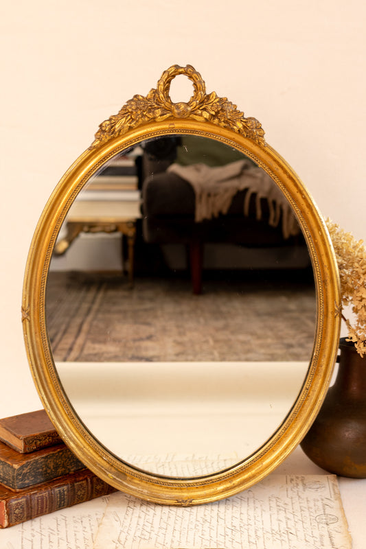 Antique French Gilt Oval Mirror