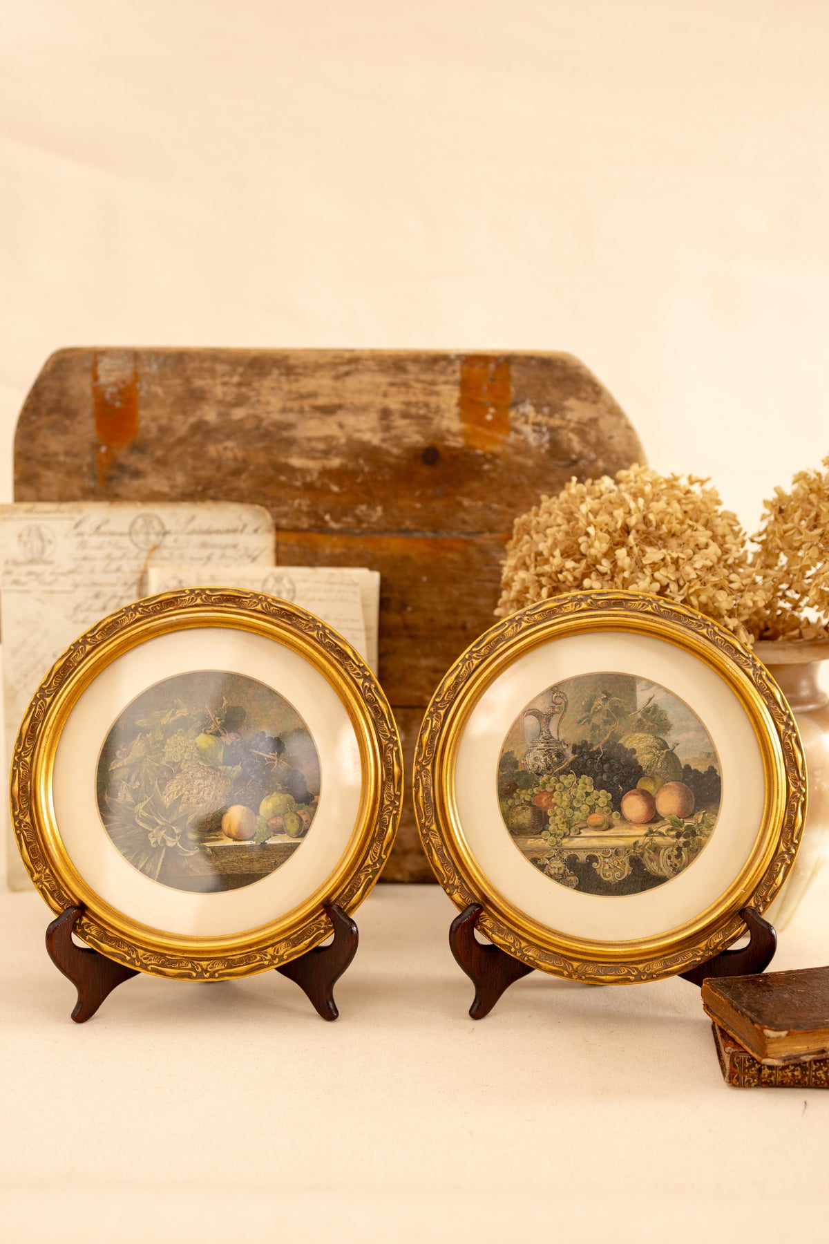 Pair of Round Still Life Engravings