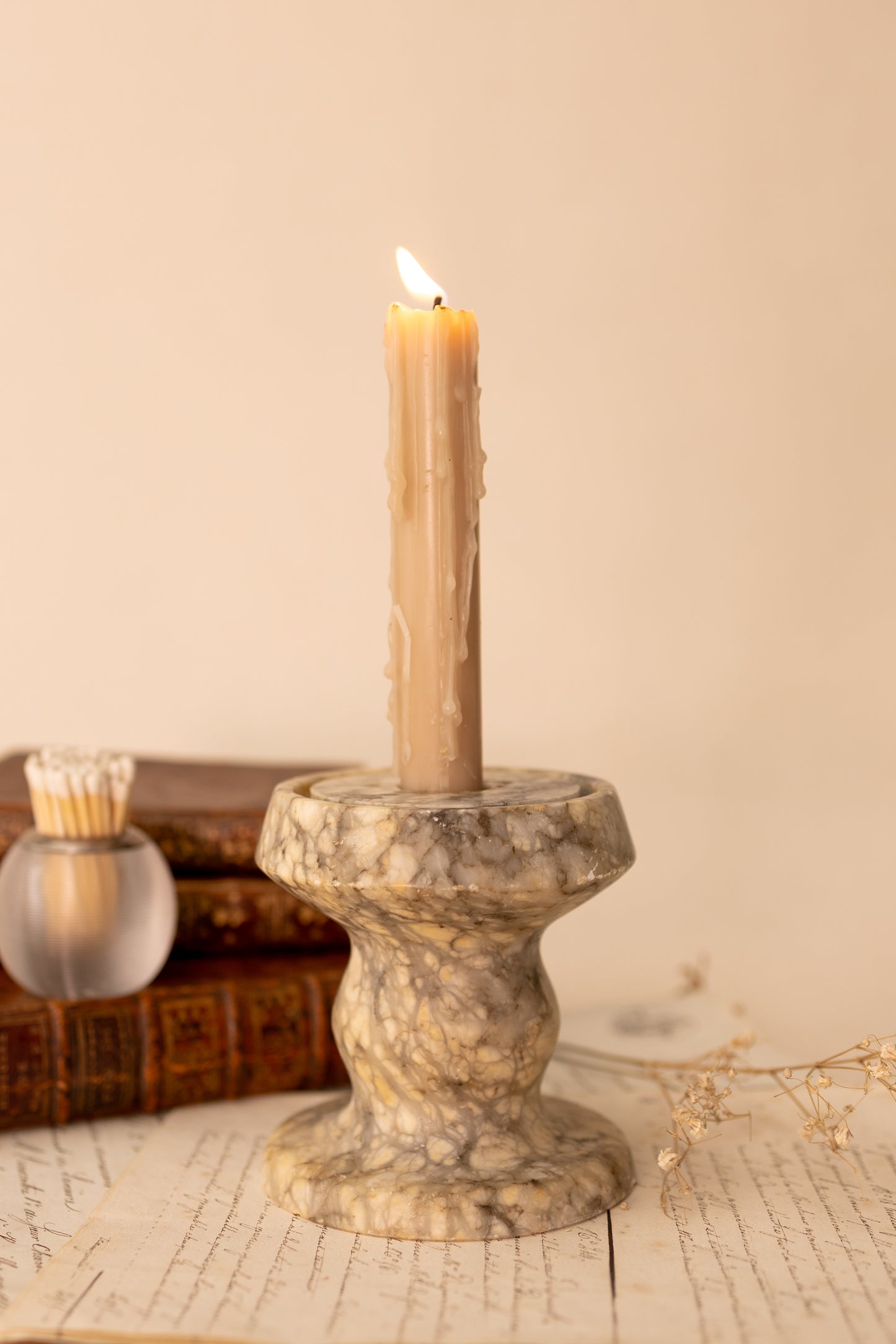 Alabaster Candle Holder Pedestal