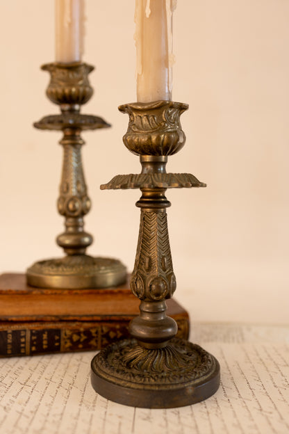 Pair of Italian Brass Candlestick Holders