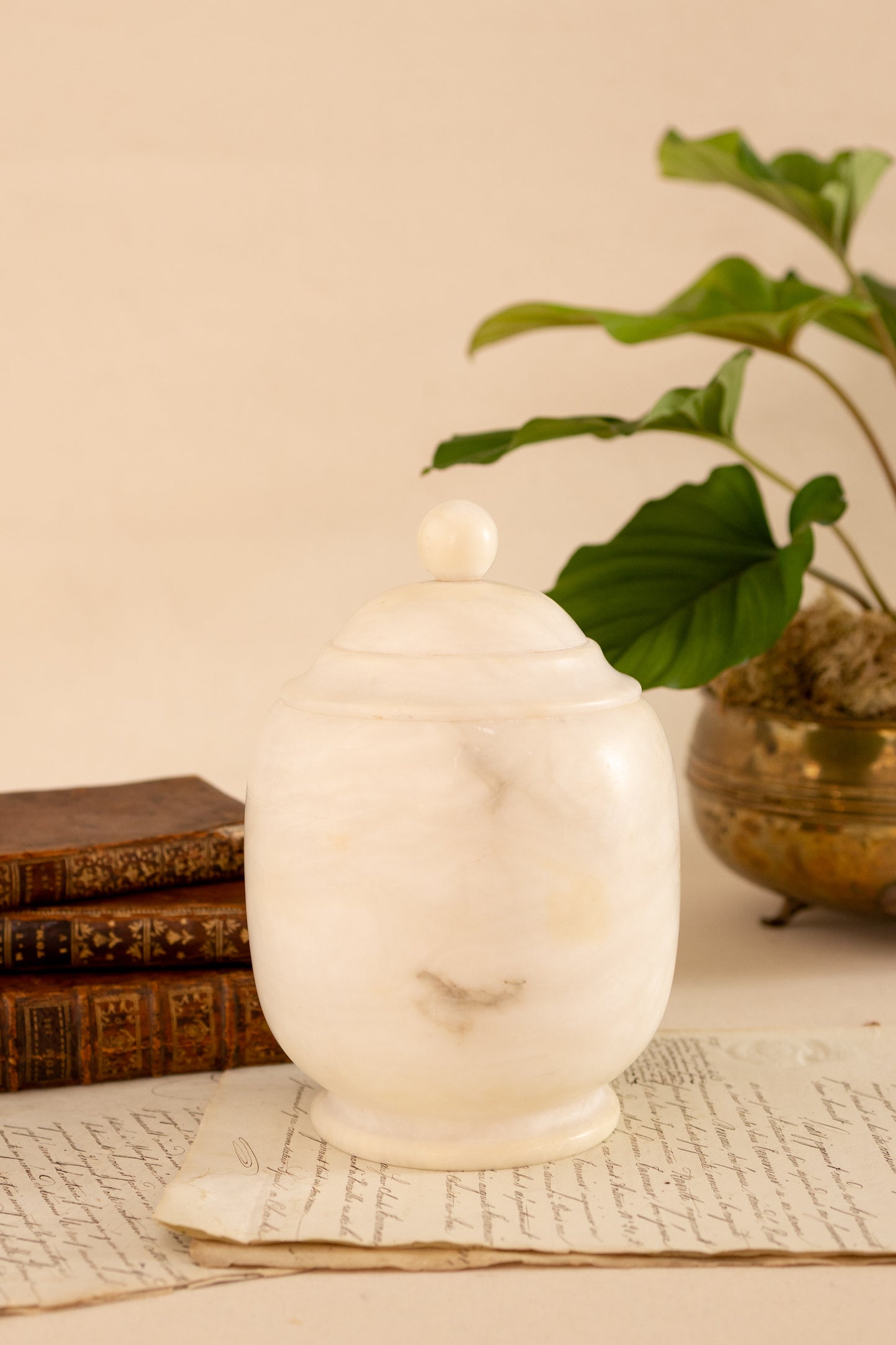 Large Alabaster Lidded Jar