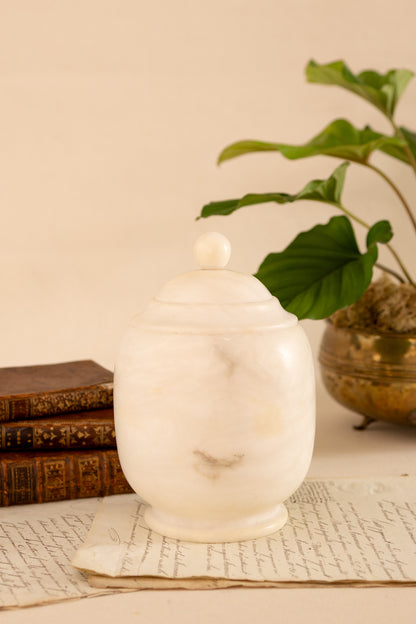 Large Alabaster Lidded Jar