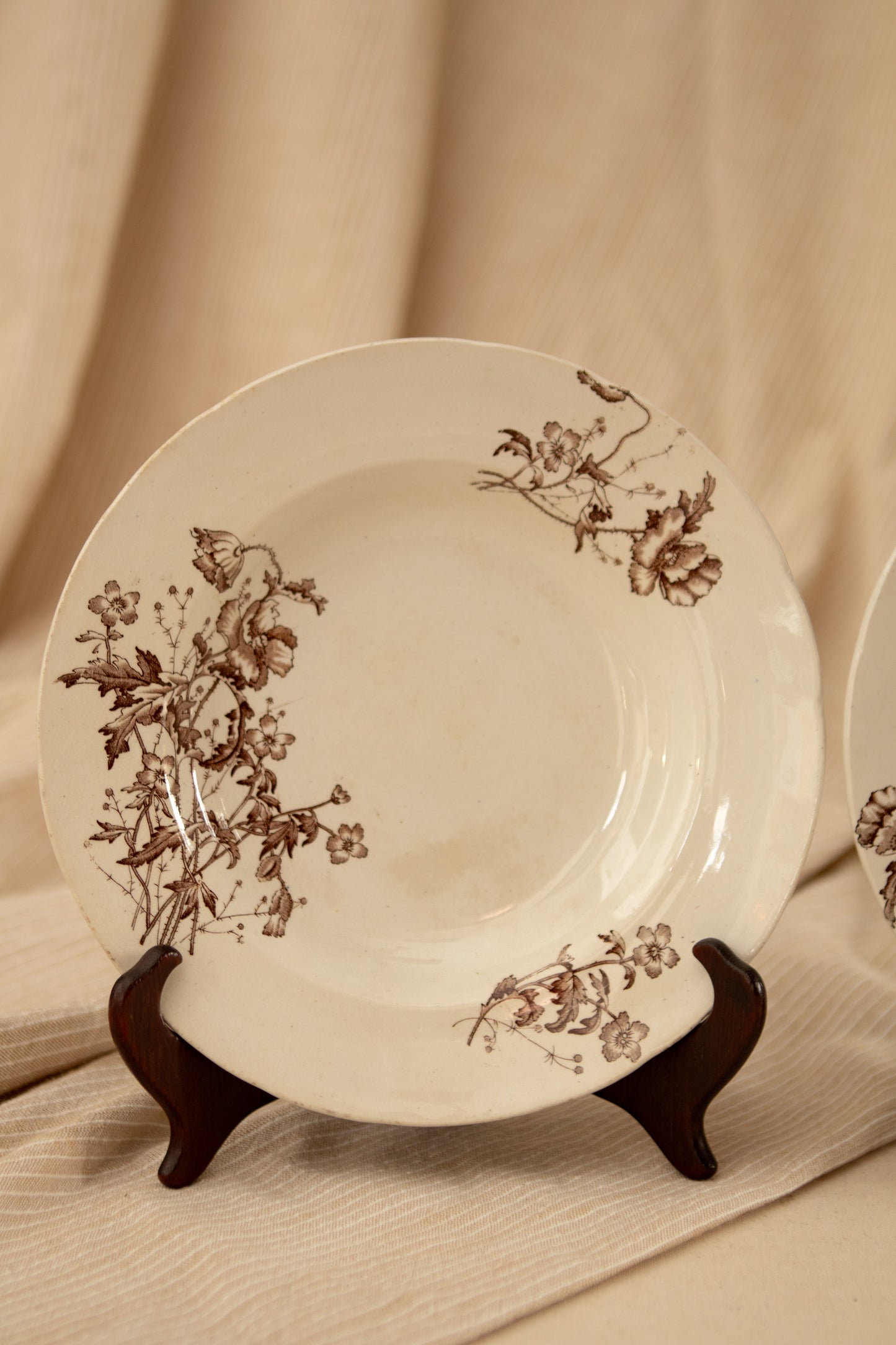 Set of Two Brown Transferware Bowls