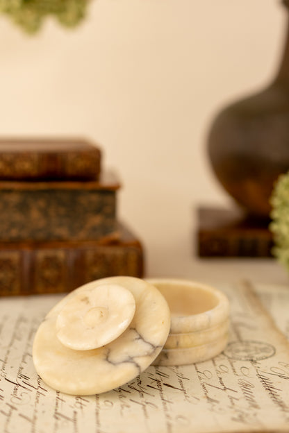 Floral Top Alabaster Lidded Dish