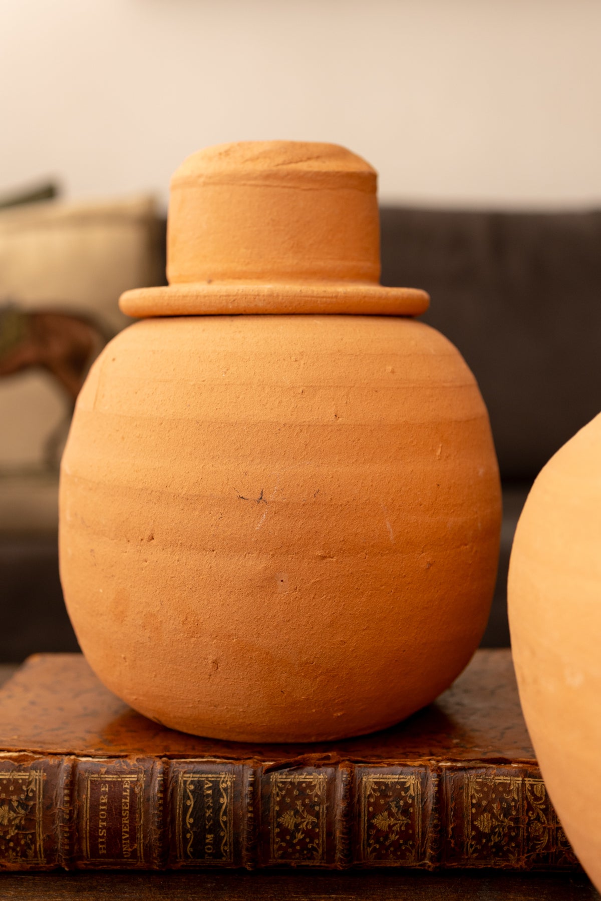 Vintage Hewell’s Pottery Terracotta Jack o’ Lanterns — Pair