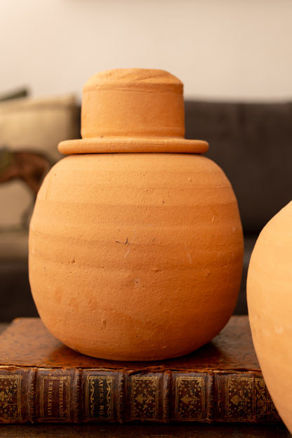 Vintage Hewell’s Pottery Terracotta Jack o’ Lanterns — Pair