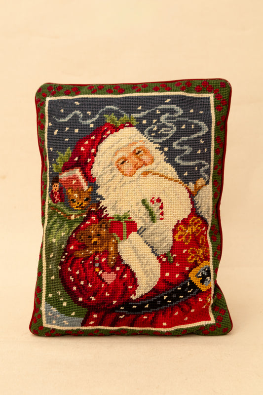 Santa Needlepoint Pillow