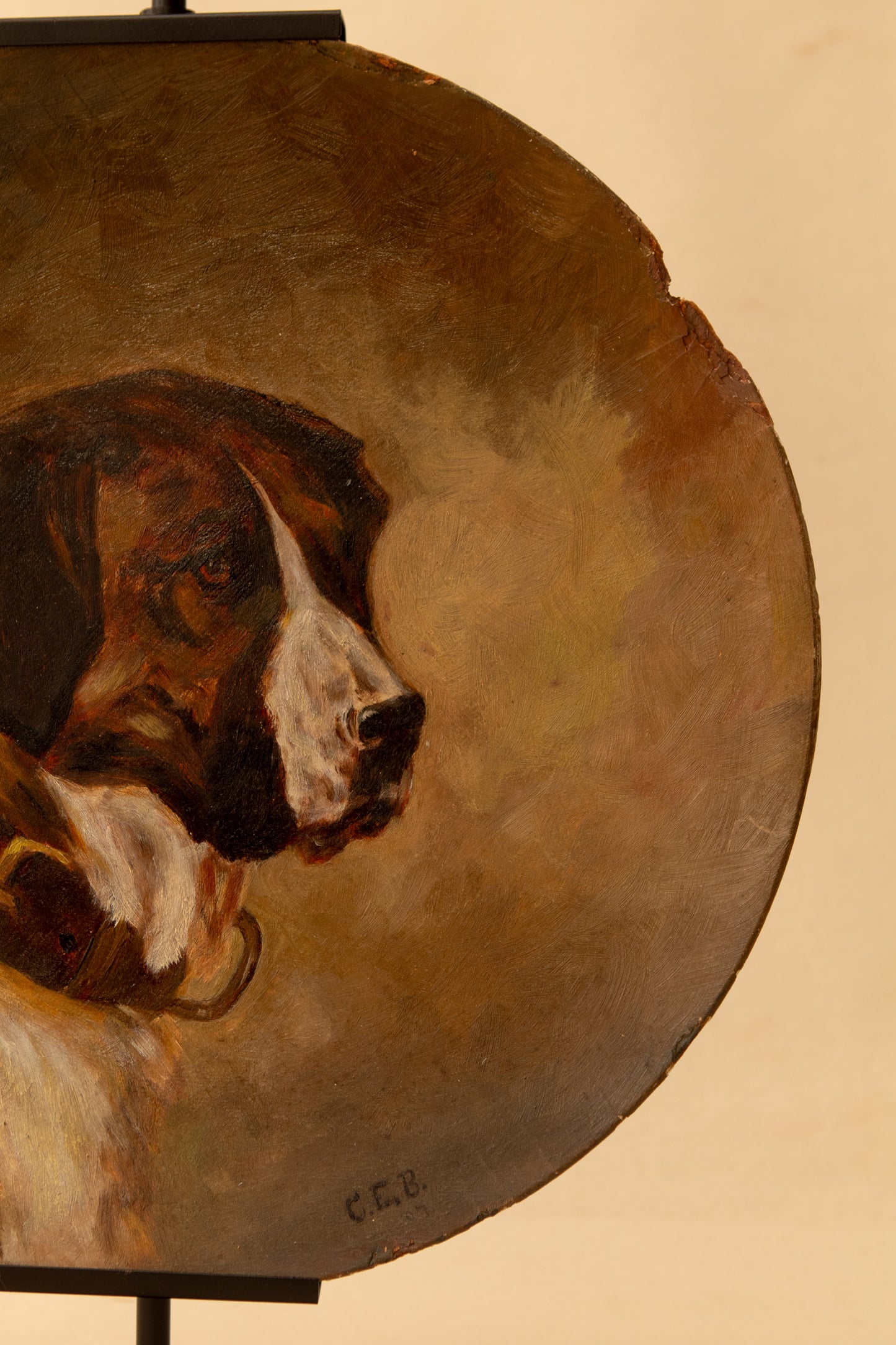 Dog Portrait Oil on Concave Board