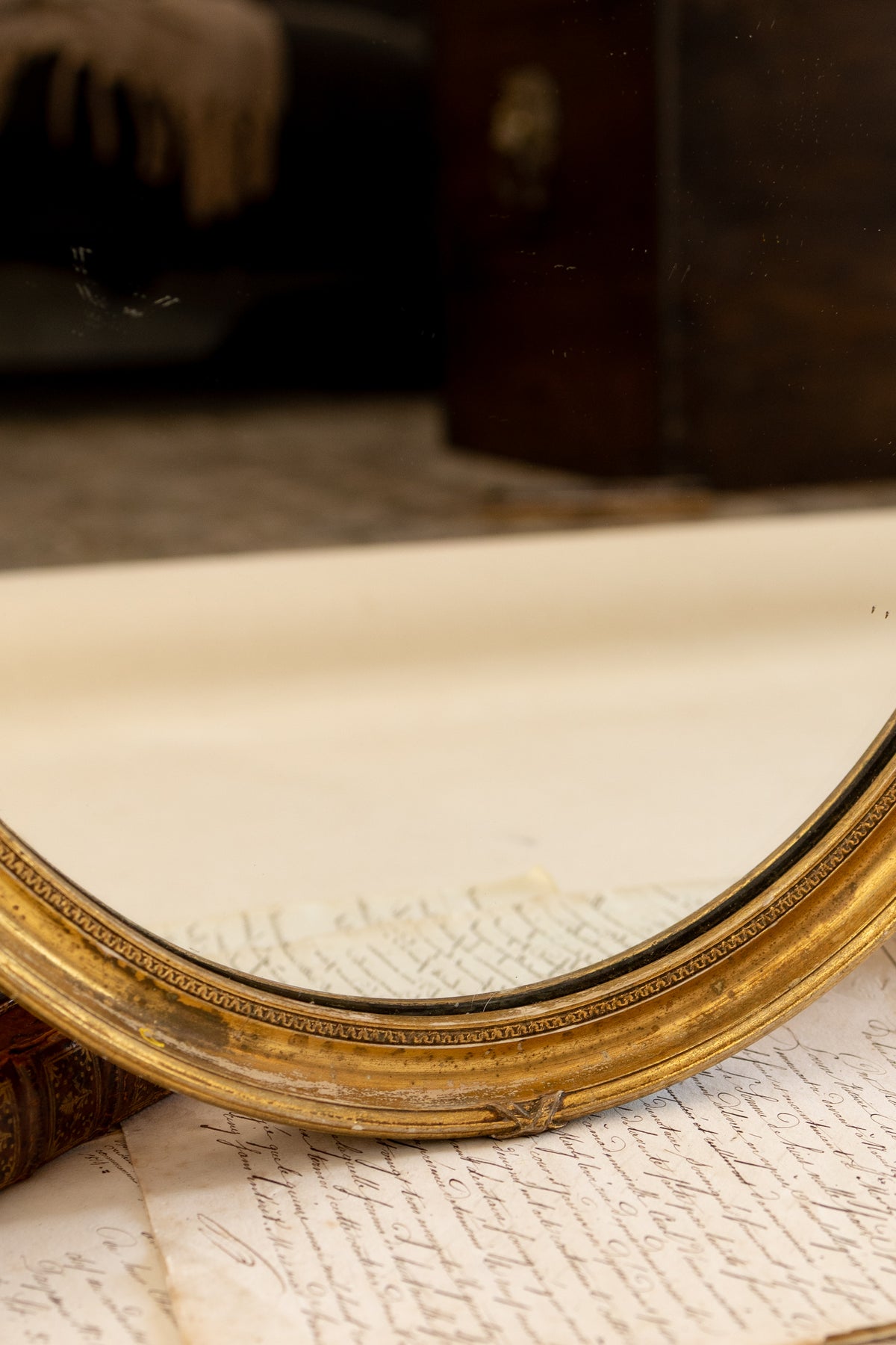 Antique French Gilt Oval Mirror