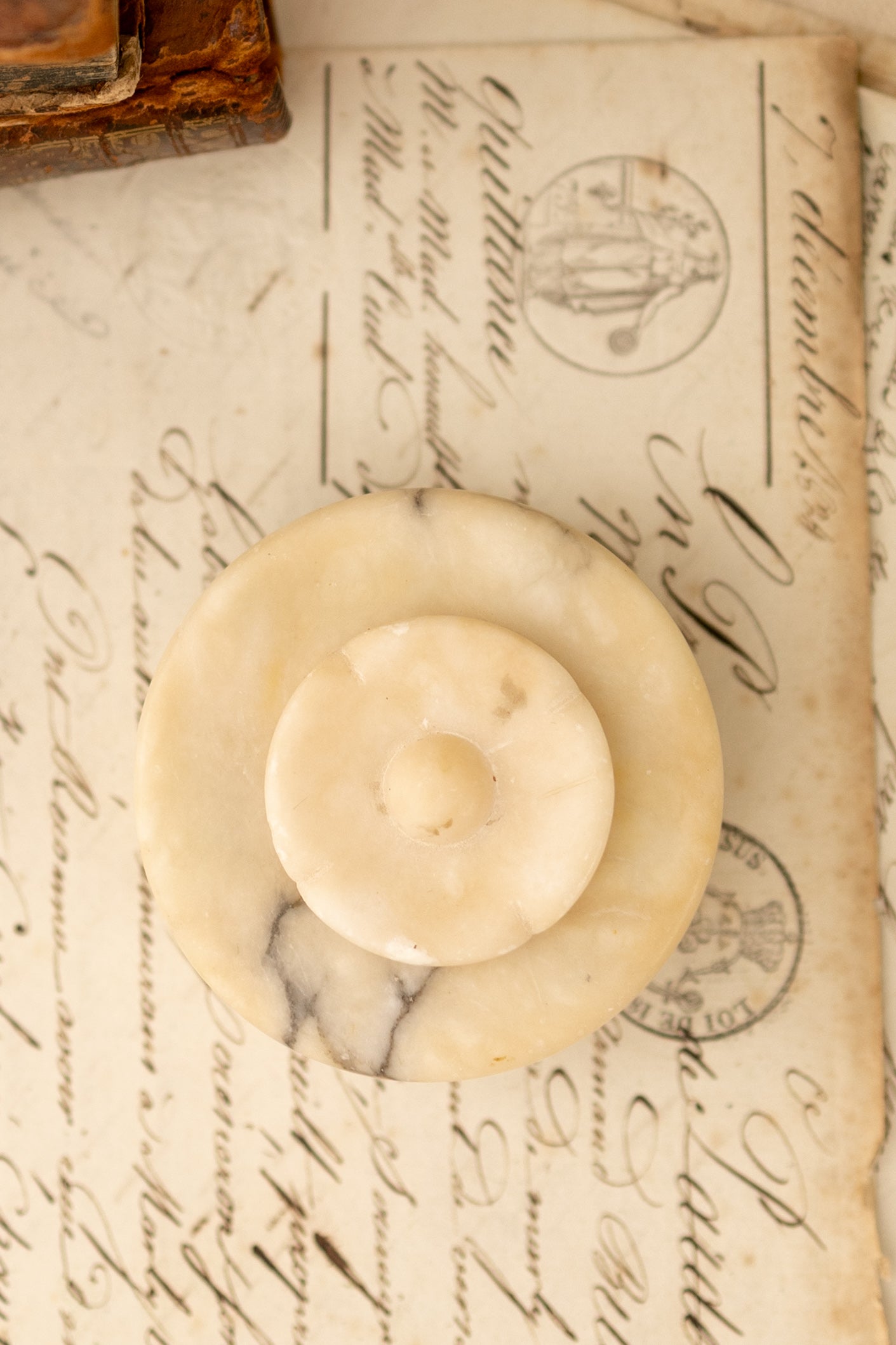 Floral Top Alabaster Lidded Dish