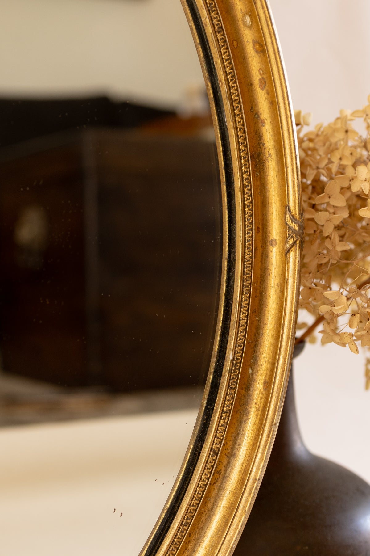 Antique French Gilt Oval Mirror