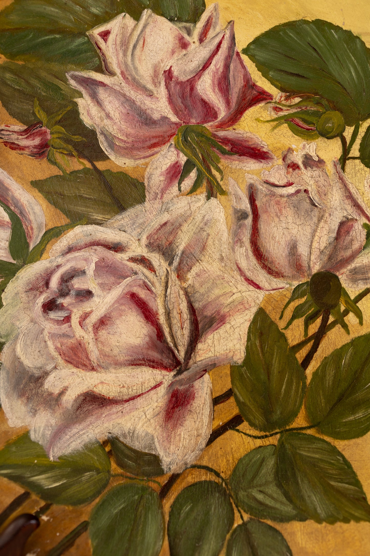 Antique Floral Oil Painting on Paper Mache Board