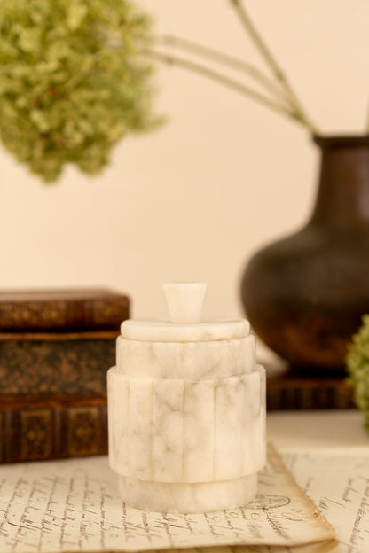 Ribbed Alabaster Lidded Jar