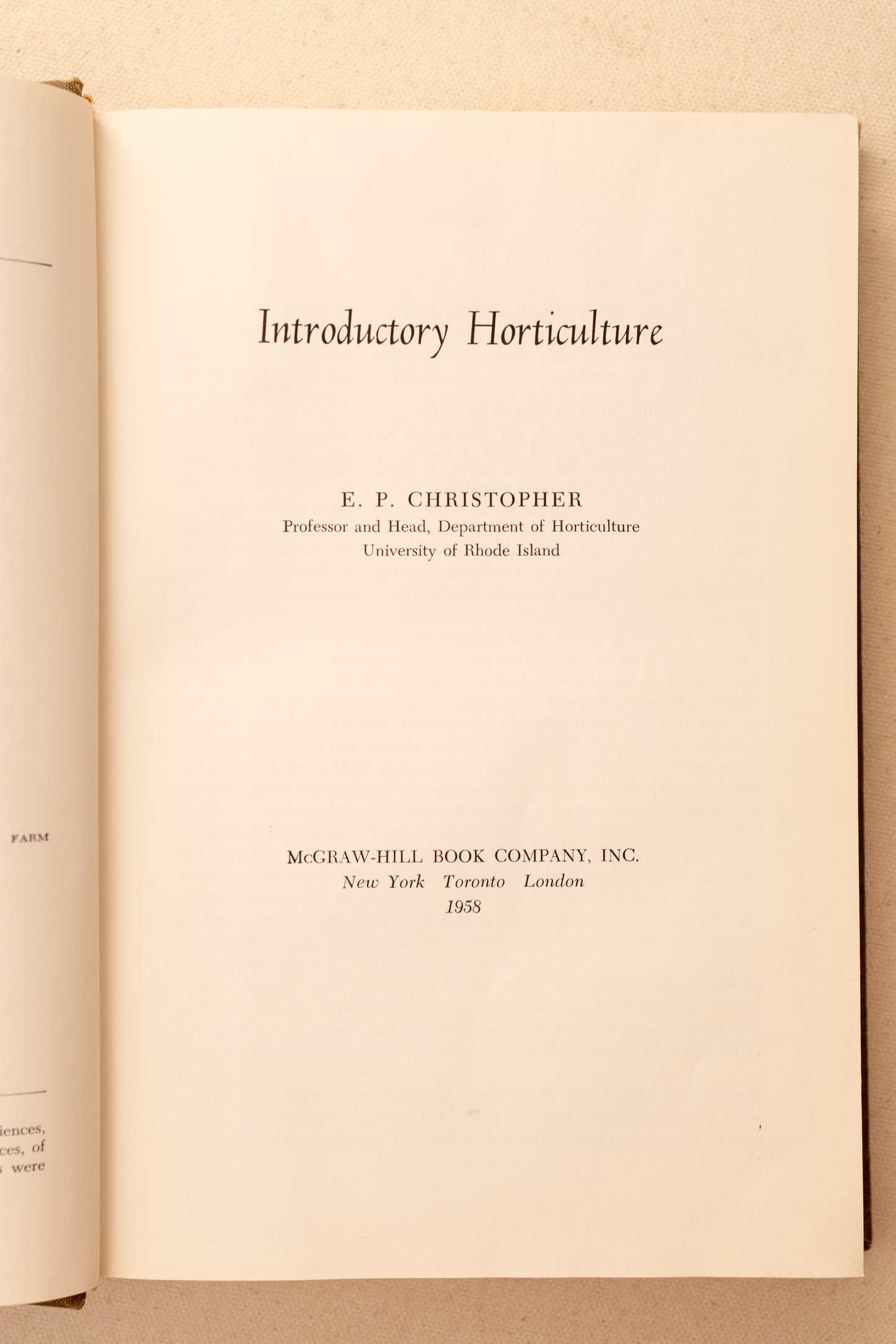 1958 Introductory Horticulture Book