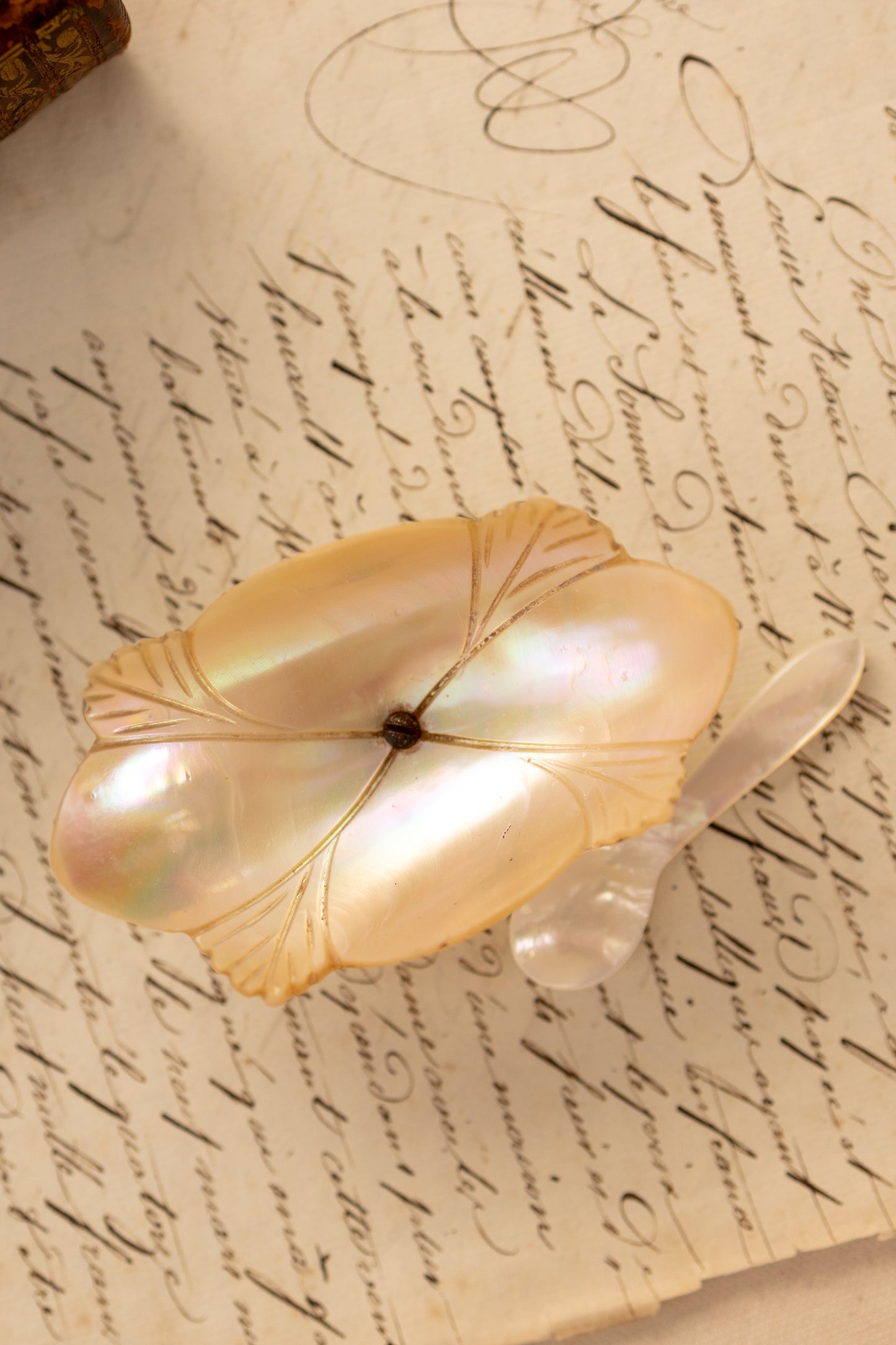 Mother of Pearl Serving Dish with Spoon