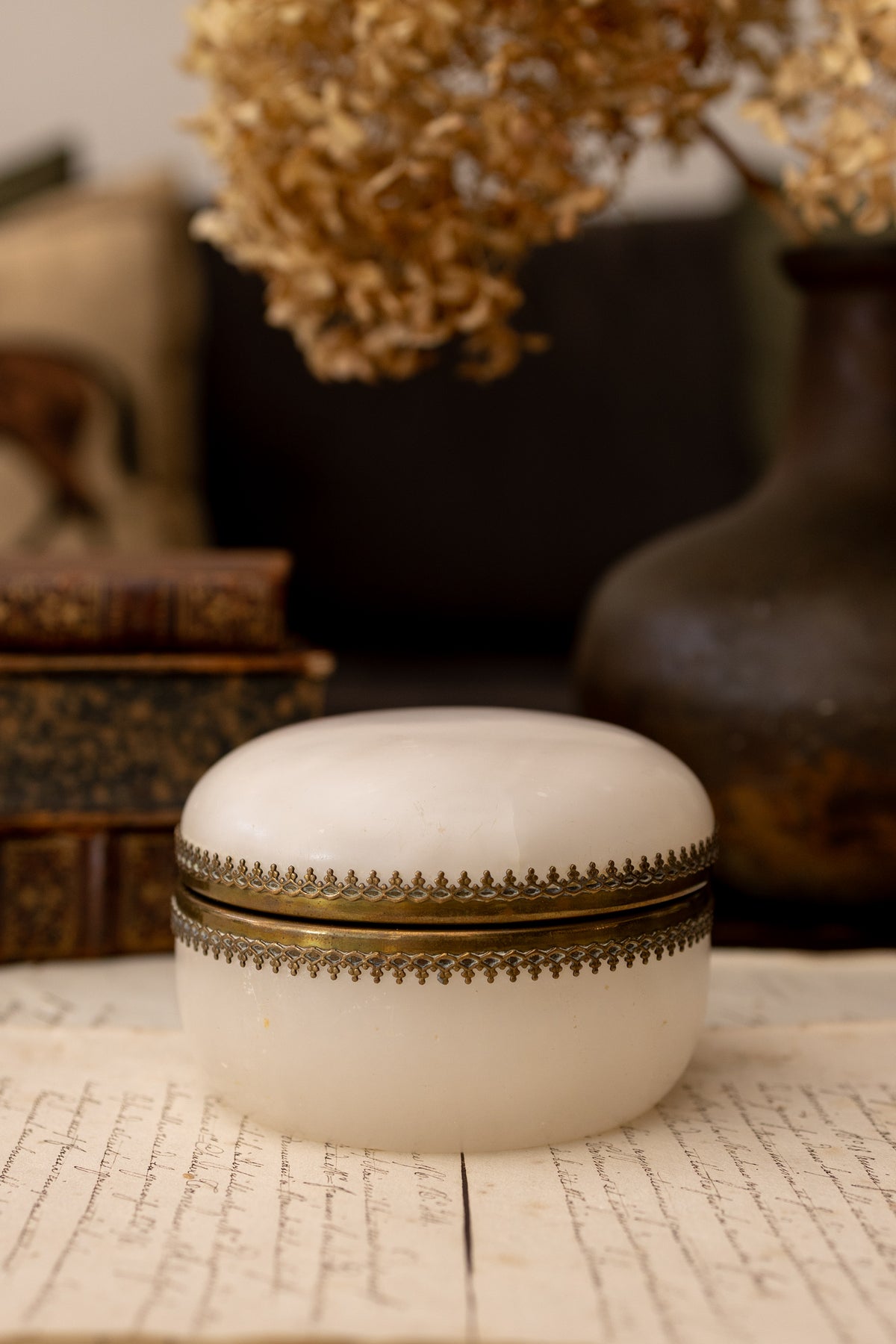 Round Alabaster Box