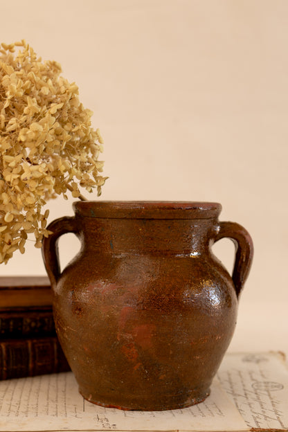 Brown Glazed Terracotta Two Handled Vase