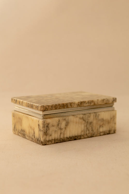 Alabaster Box with Silver Color Banding