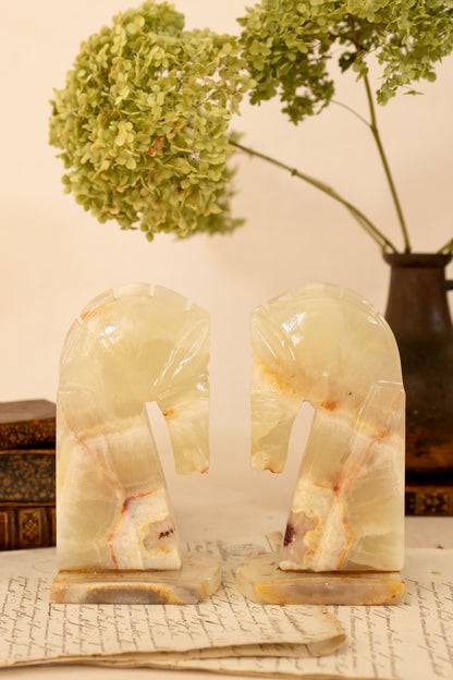 Green Onyx Horse Bookends