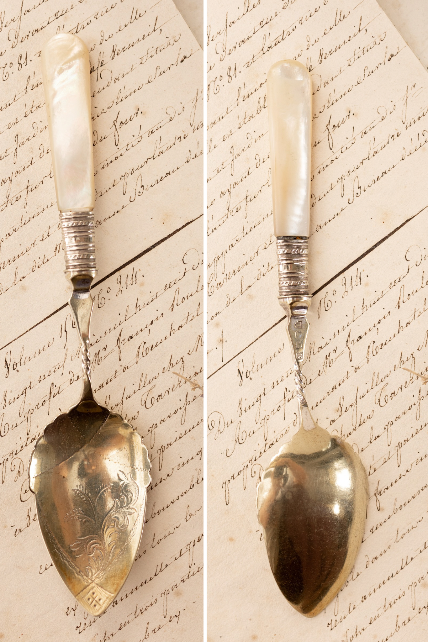Antique Mother-of-Pearl Handle Spoons (Sold Individually)