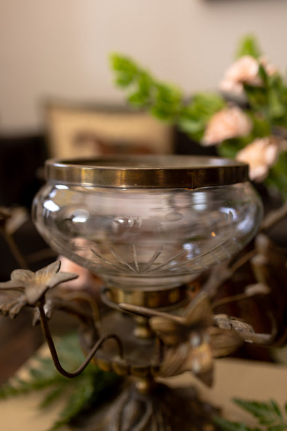 Figural Metal & Glass Centerpiece Bowl