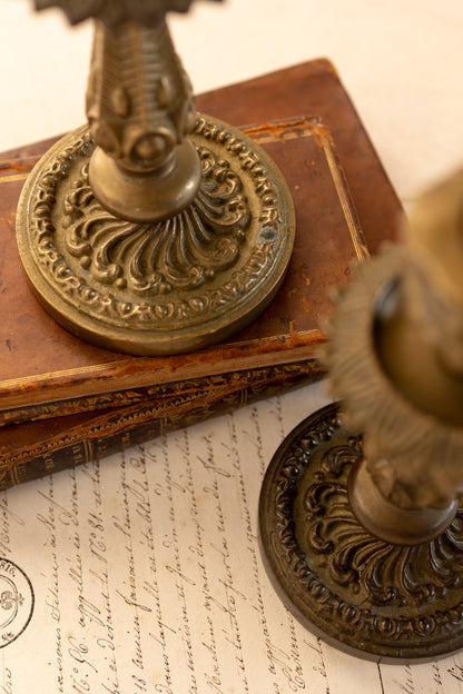 Pair of Italian Brass Candlestick Holders