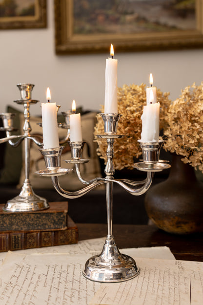 Pair of Silver Plated Five Arm Candelabras